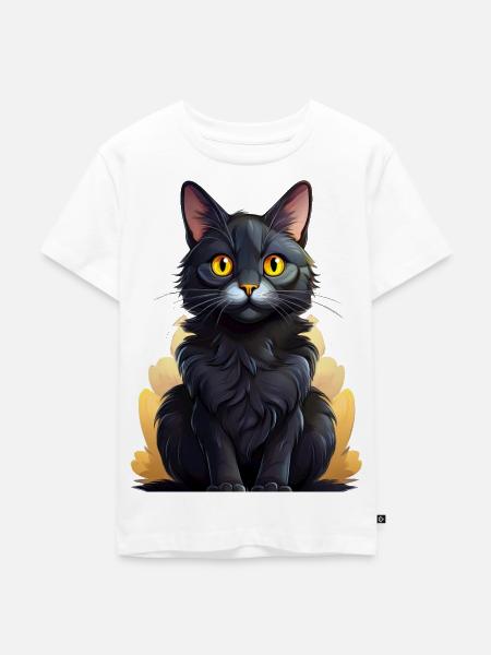 Schwarzer Kater - Kinder Premium Bio T-Shirt - Weiß