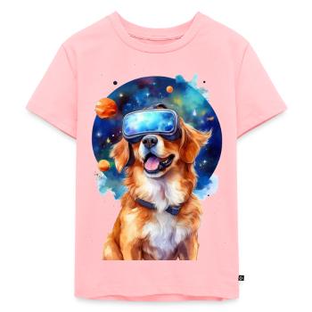 A dog with VR glasses - Kids Premium Organic T-Shirt - rose - Front - AI Model Kid Female (0cm)