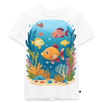 Underwater life with fish in the sea - Kids Premium Organic T-Shirt - white - Front - Hailey (125cm)