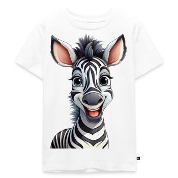 Glückliches Zebra - Kinder Premium Bio T-Shirt - Weiß - Vorne - Hailey (125cm)