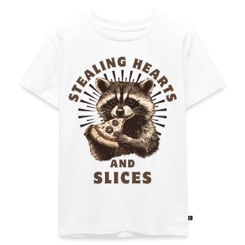 Raton laveur mangeant de la pizza - T-shirt Premium bio Enfant - blanc - Devant - Hailey (125cm)