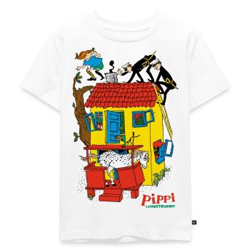 Pippi Longstocking Villa Kunterbunt - Kids Premium Organic T-Shirt - white - Front - Hailey (125cm)