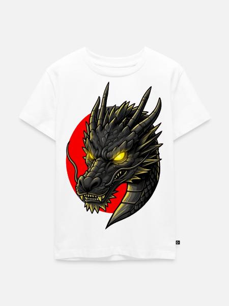Asiatischer Drache Drachenkopf - Kinder Premium Bio T-Shirt - Weiß