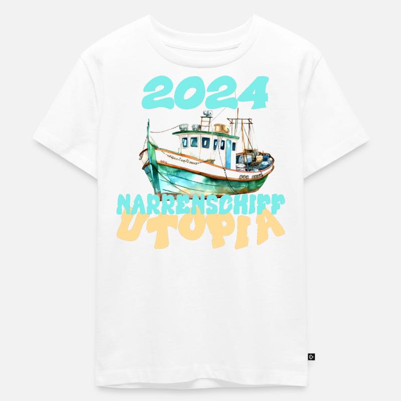 Utopia de la Nef des fous 2024 - Dates - T-shirt Premium bio Enfant - blanc