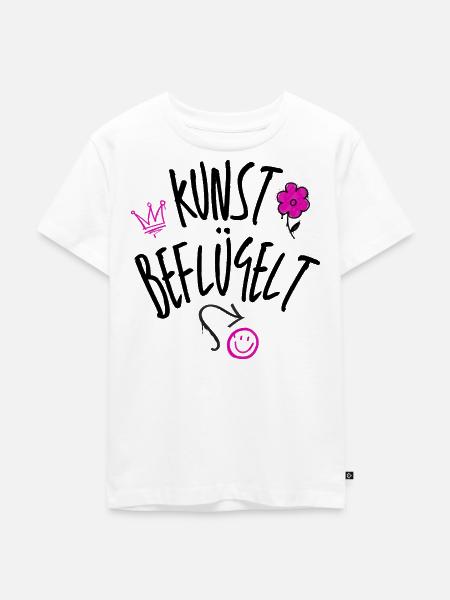 Kunst beflügelt – Pink-schwarzes Graffiti-Motiv - Kinder Premium Bio T-Shirt - Weiß