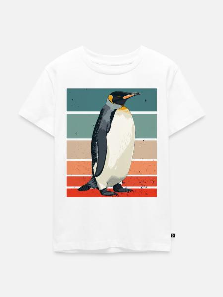 Pinguin Retro - Kinder Premium Bio T-Shirt - Weiß