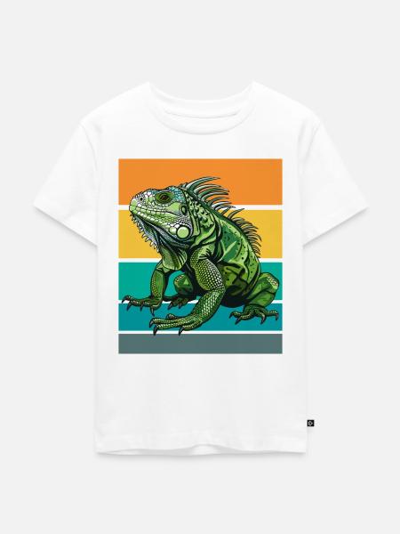 Leguan Retro Design - Kinder Premium Bio T-Shirt - Weiß