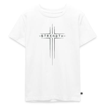 Christliches Kreuz Design - Stärke - Kinder Premium Bio T-Shirt - Weiß - Vorne - Hailey (125cm)