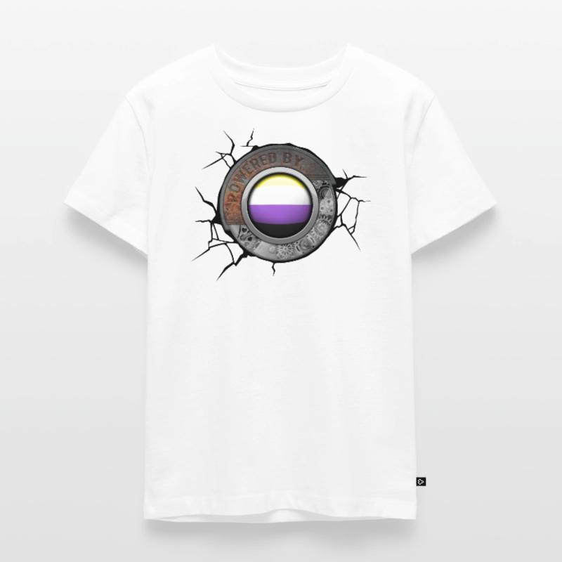 Powered by the Non Binary Pride Steampunk Engine Kids Premium Organic T-Shirt