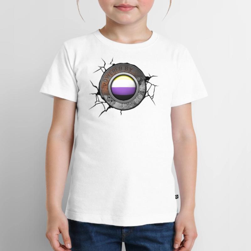 Powered by the Non Binary Pride Steampunk Engine Kids Premium Organic T-Shirt