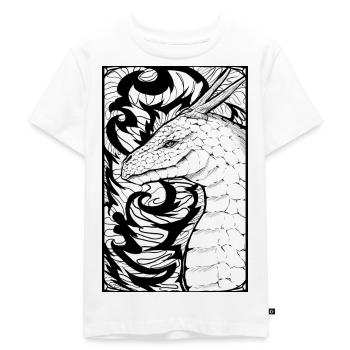 Drache Tusche Zeichnung, Comic Stil, Fantasy - Kinder Premium Bio T-Shirt - Weiß - Vorne - Hailey (125cm)