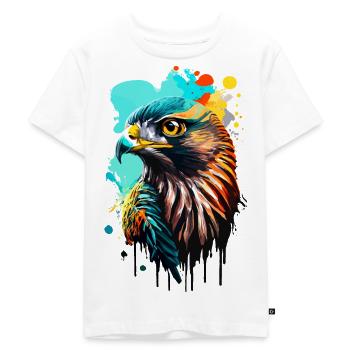 Falke Farbenfroh - Bunter Falke - Habicht Vogel - Kinder Premium Bio T-Shirt - Weiß - Vorne - Hailey (125cm)