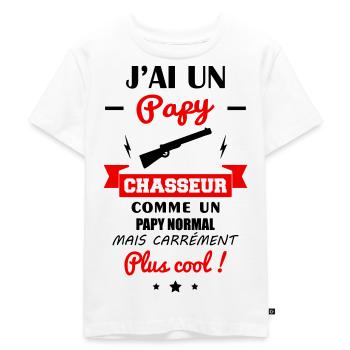 J'ai un papy chasseur, Chassé, cadeau naissance - T-shirt Premium bio Enfant - blanc - Devant - Hailey (125cm)