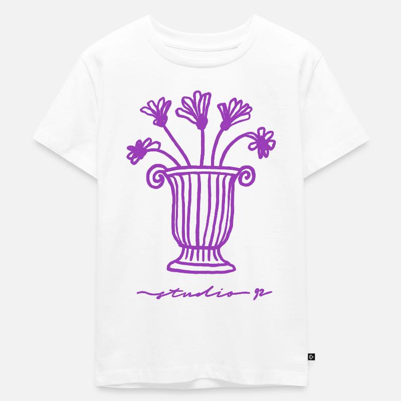Retro Blumen-Vase – Studio 92 Artprint - Kinder Premium Bio T-Shirt - Weiß