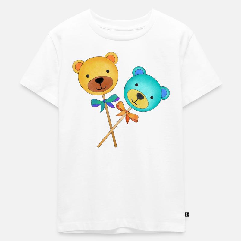 Lollis Dauerlutscher-Bärchen - Kinder Premium Bio T-Shirt - Weiß