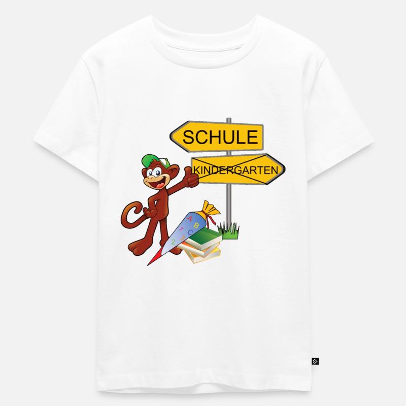 Einschulung Affe - Kinder Premium Bio T-Shirt - Weiß