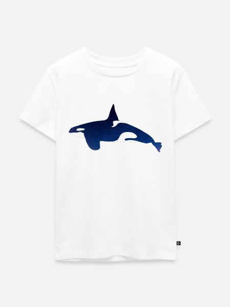 Orca im Nachthimmel - Kinder Premium Bio T-Shirt - Weiß