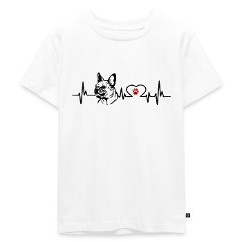Battement de coeur bouledogue français chien chien ami - T-shirt Premium bio Enfant - blanc - Devant - Hailey (125cm)