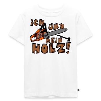 Motorsäge , Kaminholz , Old School Brennholz (25) - Kinder Premium Bio T-Shirt - Weiß - Vorne - Hailey (125cm)