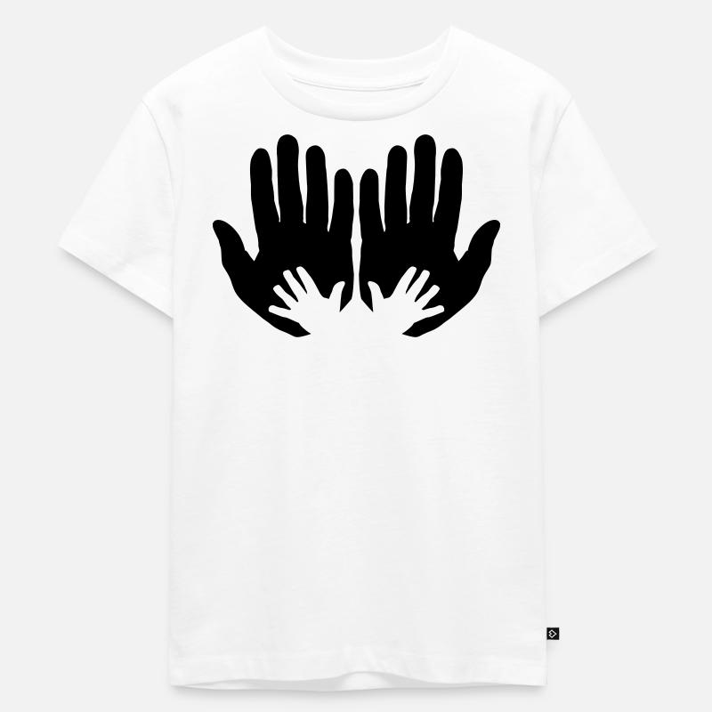 Öffnen Sie die Hände der Eltern mit den Händen der Kinder - Kinder Premium Bio T-Shirt - Weiß