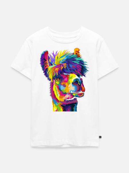 Wahnsinniges Regenbogenlama - Kinder Premium Bio T-Shirt - Weiß