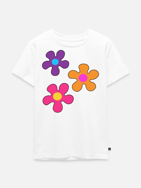Hippie-Blumen - Kinder Premium Bio T-Shirt - Weiß