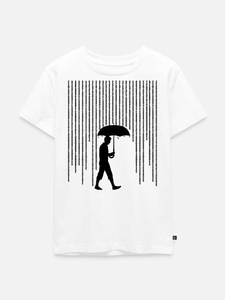 Silhouette Mann mit Regenschirm - Kinder Premium Bio T-Shirt - Weiß