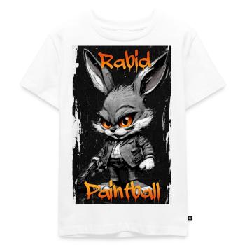 Bunny Rabbit spielt tollwütigen Paintball, verzweifeltes BG - Kinder Premium Bio T-Shirt - Weiß - Vorne - Hailey (125cm)