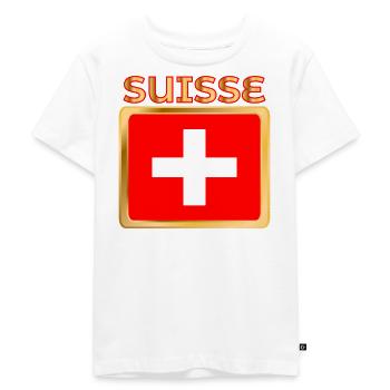 SCHWEIZER FLAGGE - Kinder Premium Bio T-Shirt - Weiß - Vorne - Hailey (125cm)