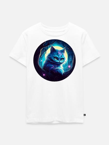Grinsekatze Alice im Wunderland - Kinder Premium Bio T-Shirt - Weiß