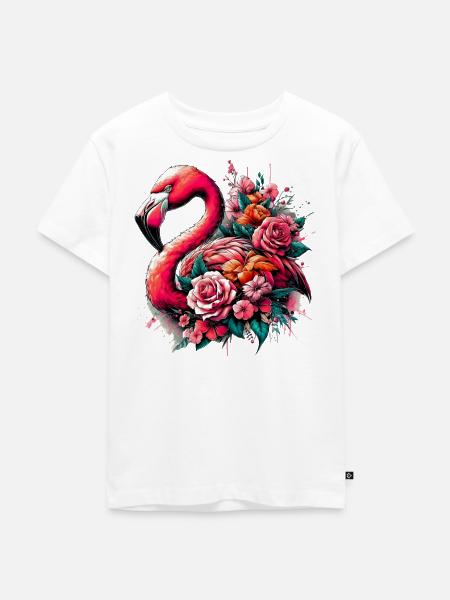 Flamingo - Kinder Premium Bio T-Shirt - Weiß