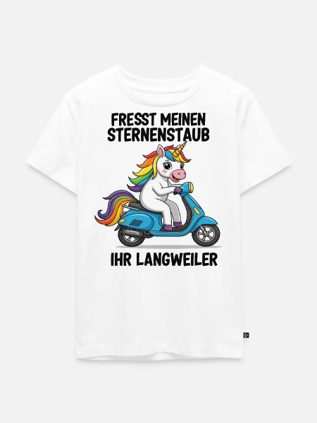 Roller-Einhorn - Kinder Premium Bio T-Shirt - Weiß
