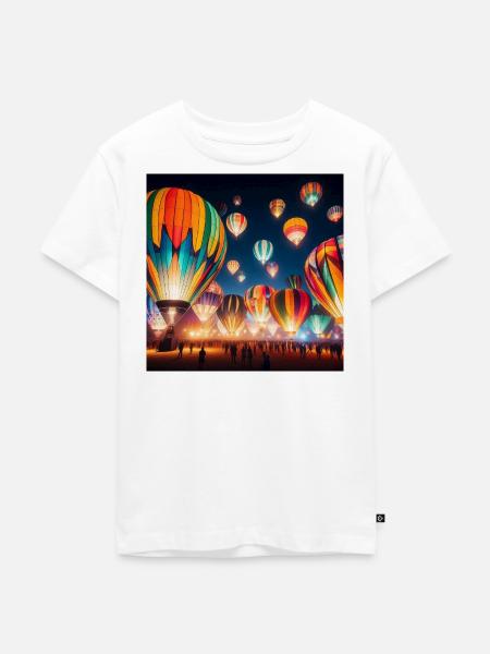 Bunte Nacht-Heißluftballons - Kinder Premium Bio T-Shirt - Weiß