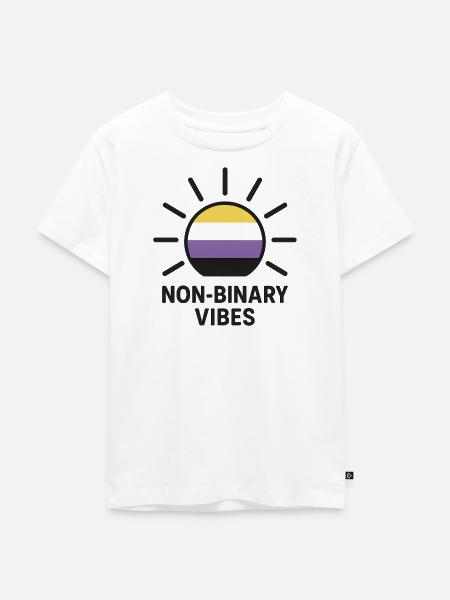 Non-Binary Vibes Sonnenlogo - Kinder Premium Bio T-Shirt - Weiß