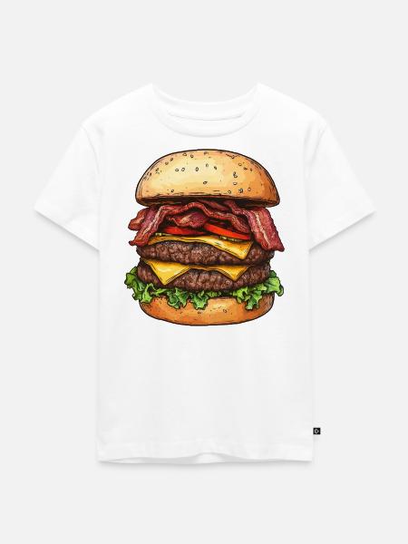 Double Bacon Cheeseburger :) - Kinder Premium Bio T-Shirt - Weiß