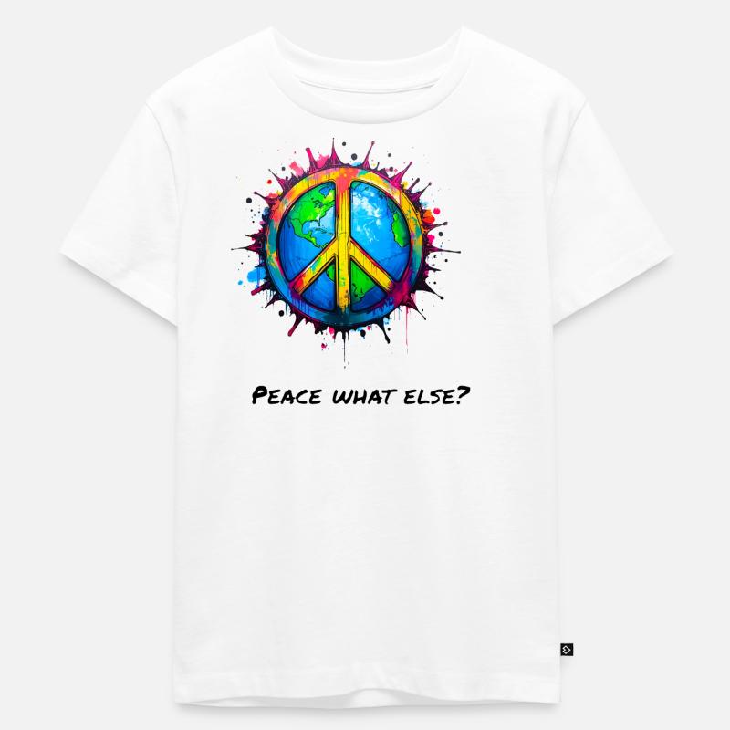 Symbole de paix dans le monde en éclaboussure colorée - T-shirt Premium bio Enfant - blanc