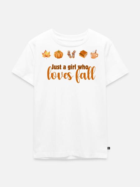 Herbstliebendes Mädchen Design, Fall Vibes - Kinder Premium Bio T-Shirt - Weiß