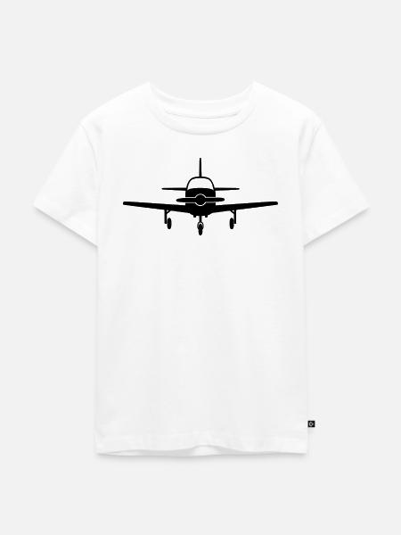 Frontale Flugzeug Silhouette - Kinder Premium Bio T-Shirt - Weiß