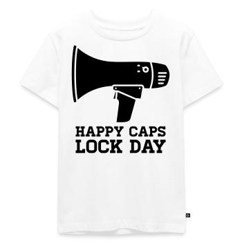 Megafon Happy Caps Lock Day Nerd  - Kinder Premium Bio T-Shirt - Weiß - Vorne - Hailey (125cm)