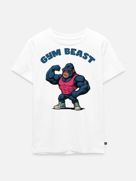 Gorilla Muskeln Cartoon - Kinder Premium Bio T-Shirt - Weiß