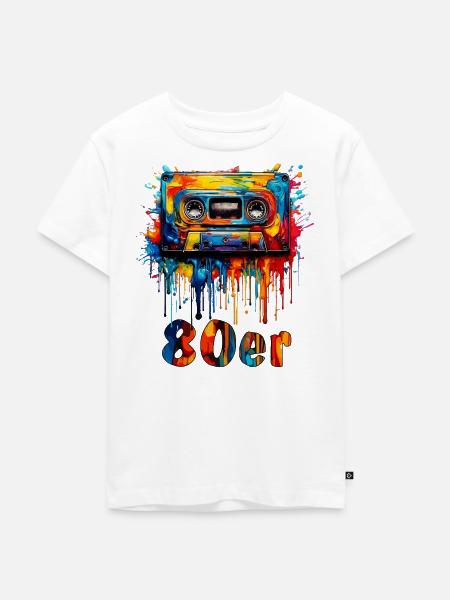 MUSIKKASETTE 80er - Kinder Premium Bio T-Shirt - Weiß