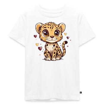 Süßes Leopardenjunge Herzdesign - Kinder Premium Bio T-Shirt - Weiß - Vorne - Hailey (125cm)