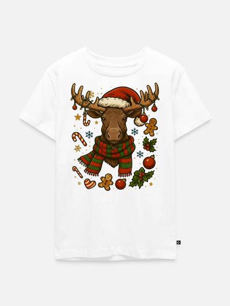 Elch an Weihnachten - Kinder Premium Bio T-Shirt - Weiß