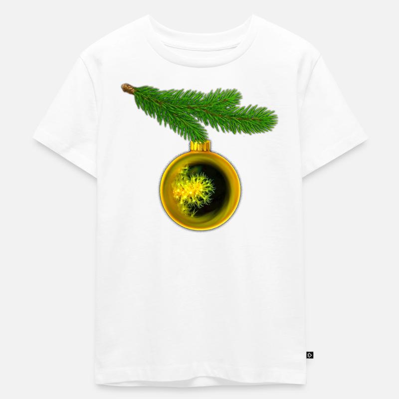 Weihnachtskugel mit Krustenanemonen am Tannenzweig - Kinder Premium Bio T-Shirt - Weiß
