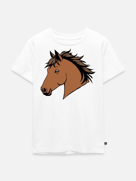 Pferdekopf Pferd Reiten Mädchen Geschenk - Kinder Premium Bio T-Shirt - Weiß