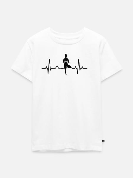 Herzschlag Yoga Silhouette - Kinder Premium Bio T-Shirt - Weiß