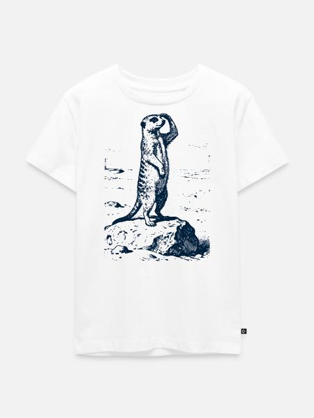 Erdmännchen Wache - Kinder Premium Bio T-Shirt - Weiß