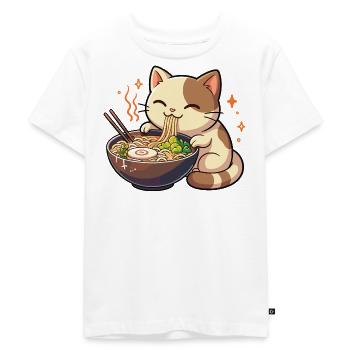 Cat with noodles ramen kawaii cat - Kids Premium Organic T-Shirt - white - Front - Hailey (125cm)