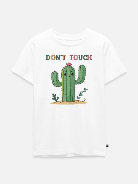Lustiger Kaktus Nicht anfassen - Kinder Premium Bio T-Shirt - Weiß