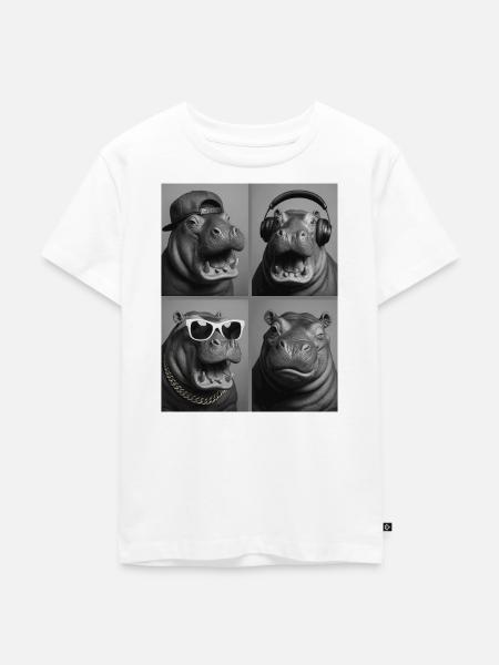 Nilpferd - Kinder Premium Bio T-Shirt - Weiß